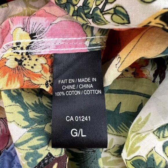 Le 31 Men’s Large Green Floral Hawaiian Camp Long Sleeve Button Down Shirt - Picture 8 of 11